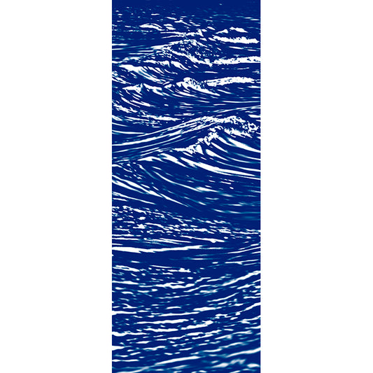 Image of Cadence mixed media artwork by Jessica St. Clair illustrating duotone deep blue waves with white crests