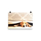 Image of Bed Time photographic art print on 12 inch by 18 inch enhanced matte photo paper by Jessica St. Clair featuring a sleepy puppy under bed covers