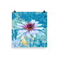 Image of Aqua Pura mixed media art print on 14 inch by 14 inch enhanced matte photo paper by Jessica St. Clair featuring a beautiful lotus flower and koi fish in sparkling water