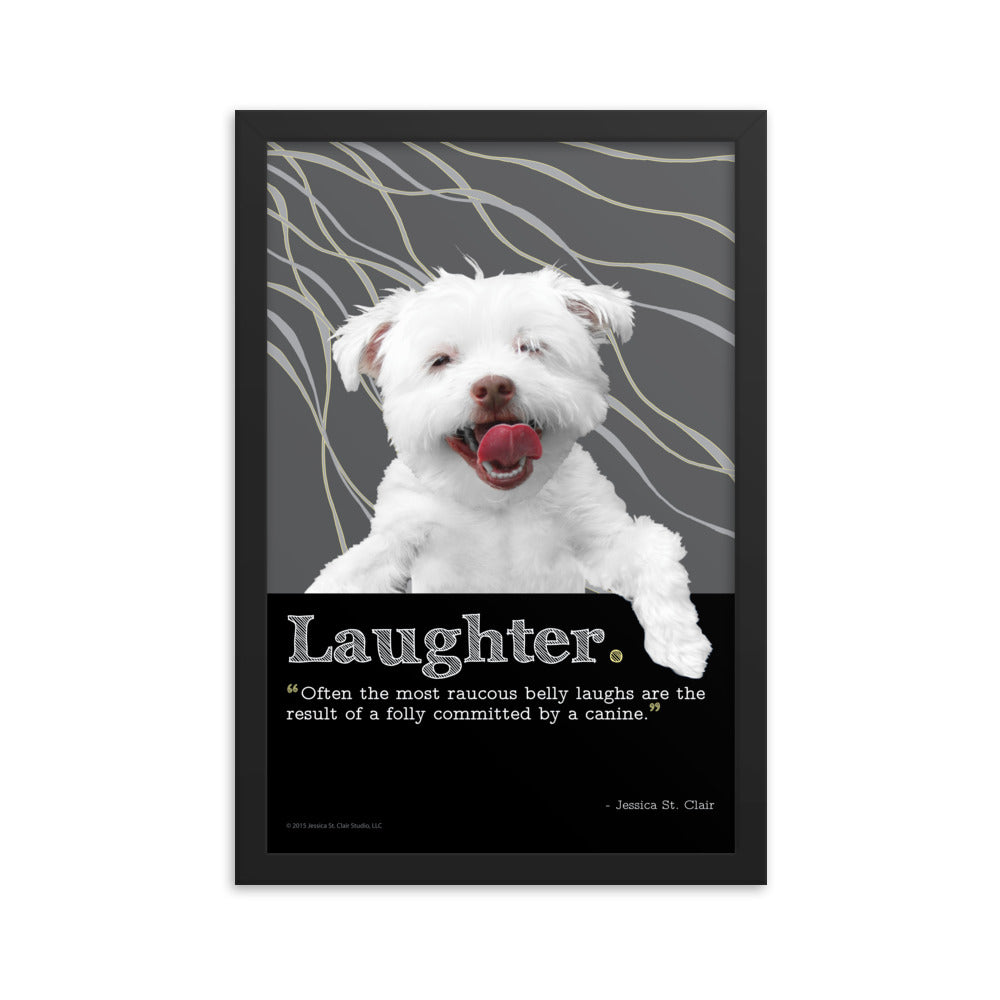 Image of Grace inspirational framed dog art by Jessica St. Clair on 12" x 18" premium luster photo paper