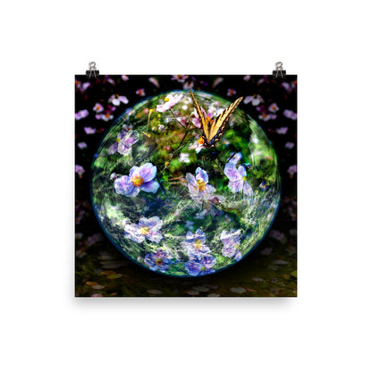 Image of Wondrous World abstract art print on 10 inch by 10 inch premium luster photo paper by Jessica St. Clair