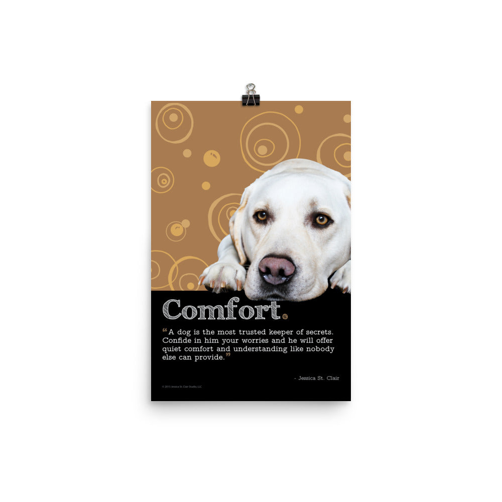 Image of Comfort dog art print by Jessica St. Clair on 12" x 18" premium luster photo paper