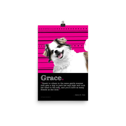 Image of Grace inspirational dog art print by Jessica St. Clair on 12" x 18" premium luster photo paper