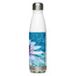 Image of front of 17 ounce stainless steel water bottle featuring Aqua Pura artwork design by Jessica St. Clair